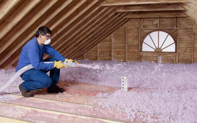 blowing insulation in an attic
