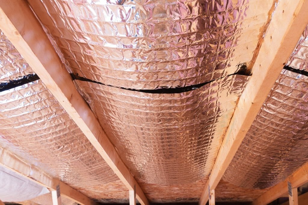 Attic with newly installed insulation