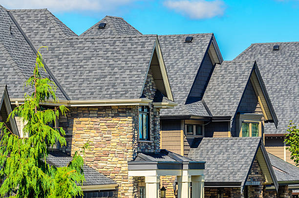 Asphalt shingle roofing on residential houses